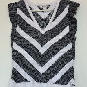 White House Black Market Black and White Chevron Tank Top